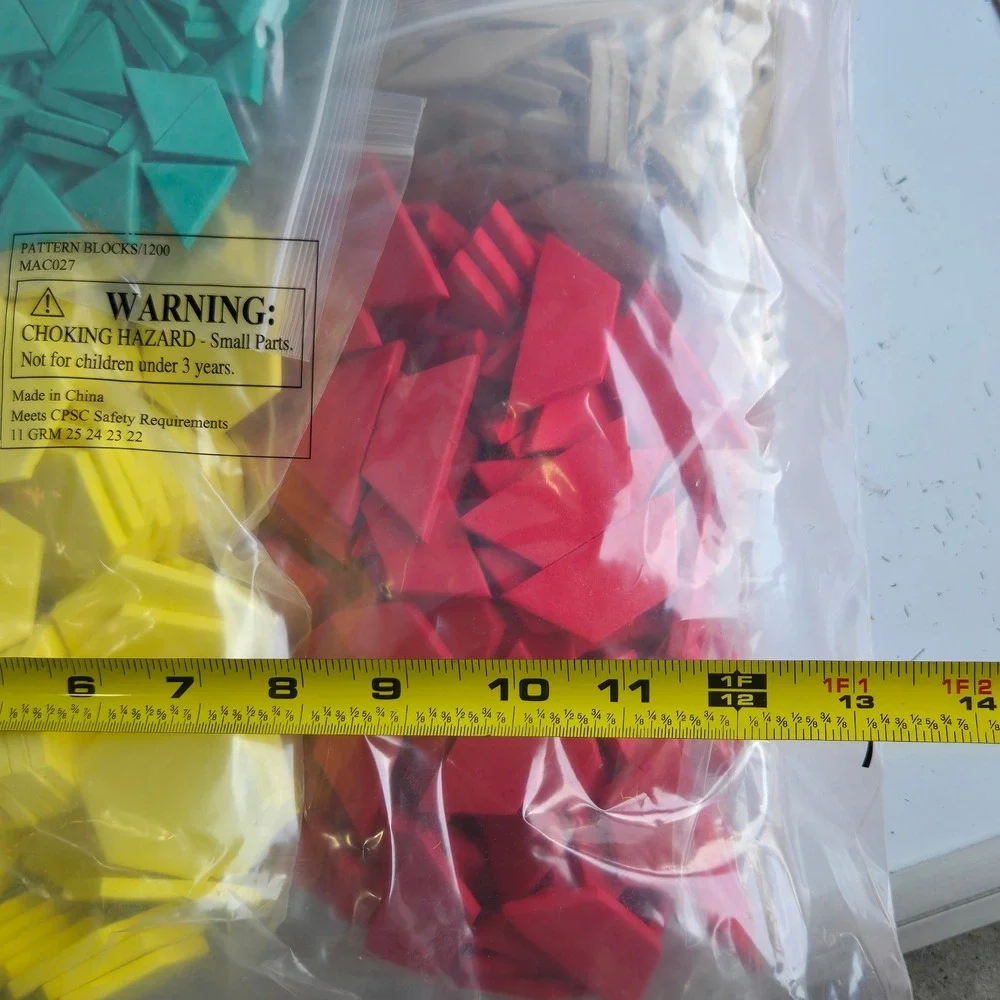 Pattern Blocks 1200 Piece Foam Geometric Shapes Math Manipulatives MAC027 Multi